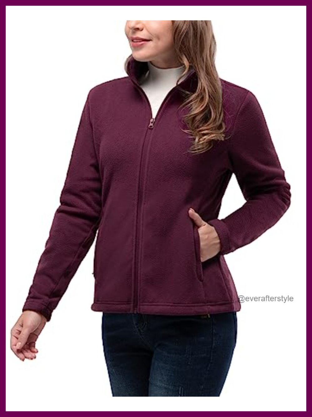 Women's Polar Fleece Jacket Zip Up Lightweight Hiking Sweatshirt